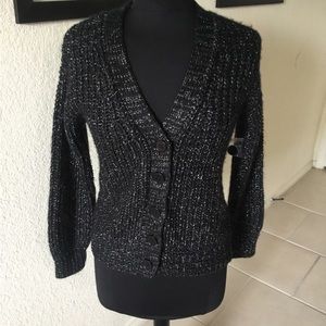 ModCloth black and silver button down sweater,size XXS, NWOT